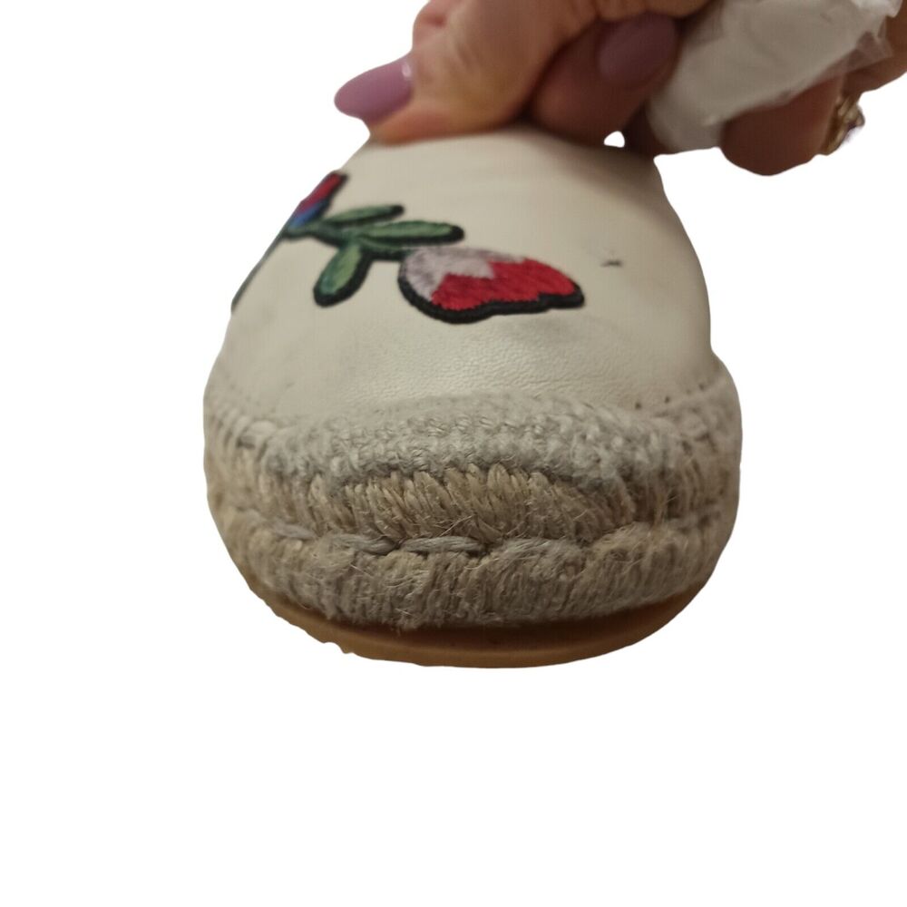 Gucci Leather Espadrille Sz 8.5‎ Ivory Red Floral Embroidered PILAR NAPA Ophelia - Picture 10 of 16